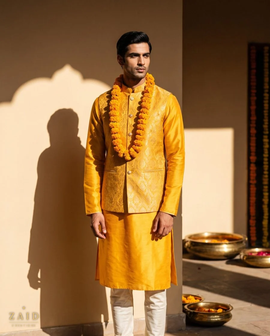 Marigold Haldi set at Zaid Creations, Chanda Nagar