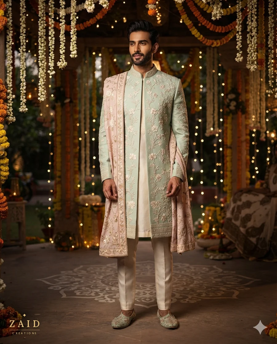 Mint floral Indo-western at Zaid Creations, Chanda Nagar